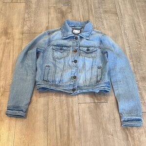 Forever 21 Light Blue Denim Jacket Button Closure Little Distressed